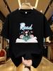 WDS01288With Flowers Butterfly Graphic Plus Size Unisexs Printed Crew Neck TShirt Summer Casual Short Sleeve Street Style