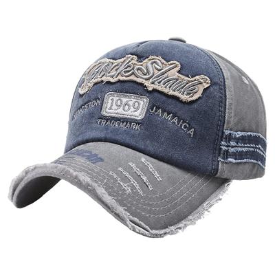 Englisch Amerikanisch CA524 [White Fang] Hut, Buchstaben, Logo, Kappe, Lässig, Used-Look, Vintage, Sportlich, Herren, Damen, (blau)