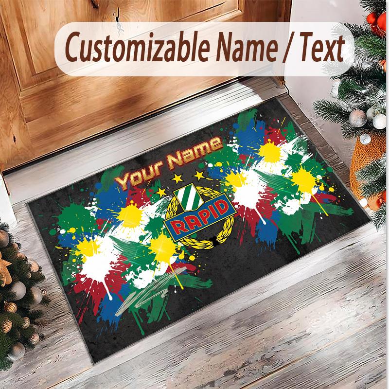 Personalized Crystal Velvet Carpet Rapid Wien FC Pattern Non Slip Floor Rug