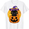 Cute Halloween Black Cat Witch Hat Pumpkin Funny Tee Unisex T-Shirt