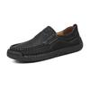 Men's Hand-stitched Slip-on Leather Loafers - Outdoor Casual Flat Driving Shoes, Plus Size Available.