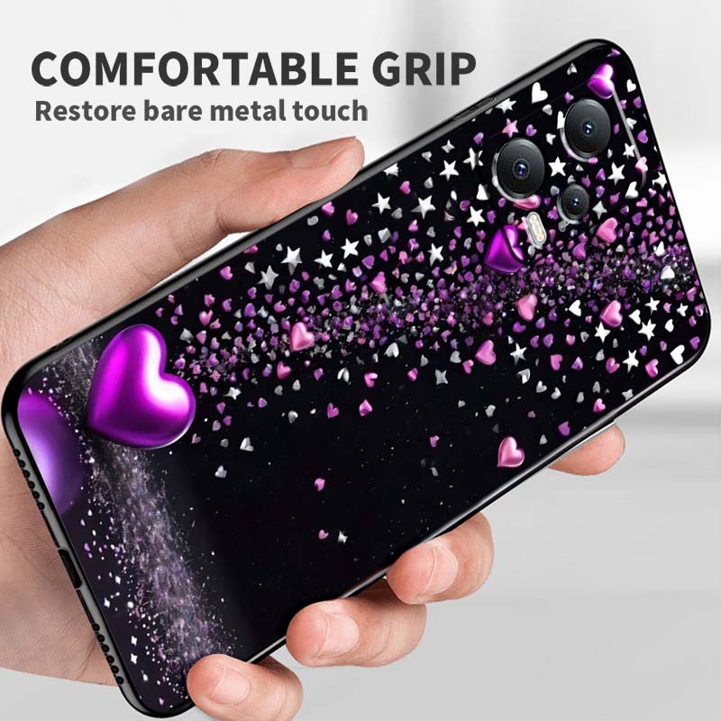 Luxurious Love Design Art Phone Case For Xiaomi Redmi Note 15 14 13 12 12S 11E 11 11S Pro Plus 4G 5G Black Soft TPU