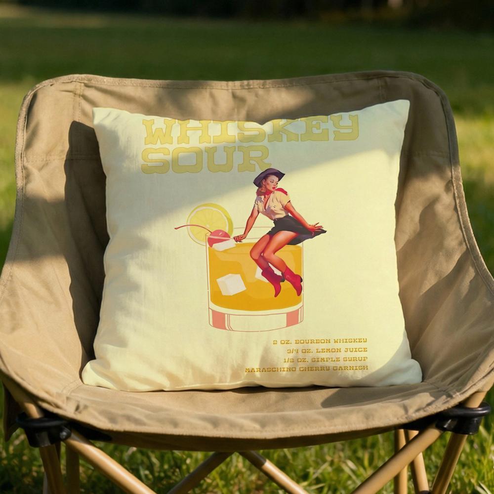 Whiskey Sour Cocktail Cushion Cover Soft Reversible Durable Pillow Cover MultiScene Use for Home Car Daily Comfort