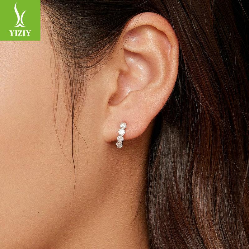 10 Points Moissanite Ear Buckle Women, Simple Classic S925 Silver Mozzarella Diamond Earrings Earrings