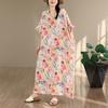 DIMANAF New 2026 Women Plus Size Summer Casual Loose Long Dress Cotton Oversize Maxi Floral Print Beach Sundress