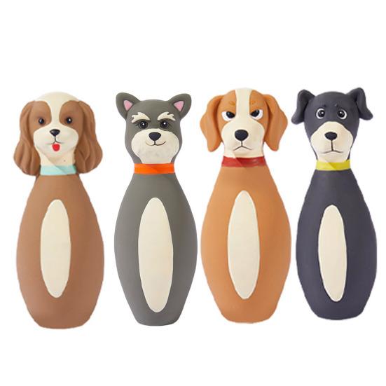 Latex Dog Chew Toy for Small Medium Large Dogs Bowling Shaped Interactive Squeaky Bite-Resistant Teething Toy for Stress Anxiety Relief