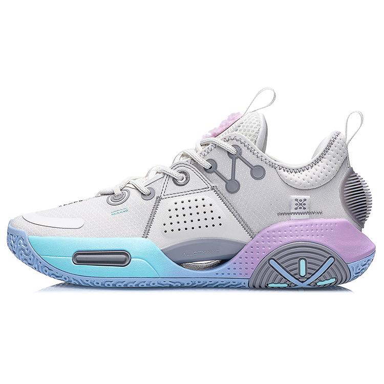 New LINING All City 9 Basketball Shoes Men's Low top Pearl White/Orchid Purple ABAU113-1