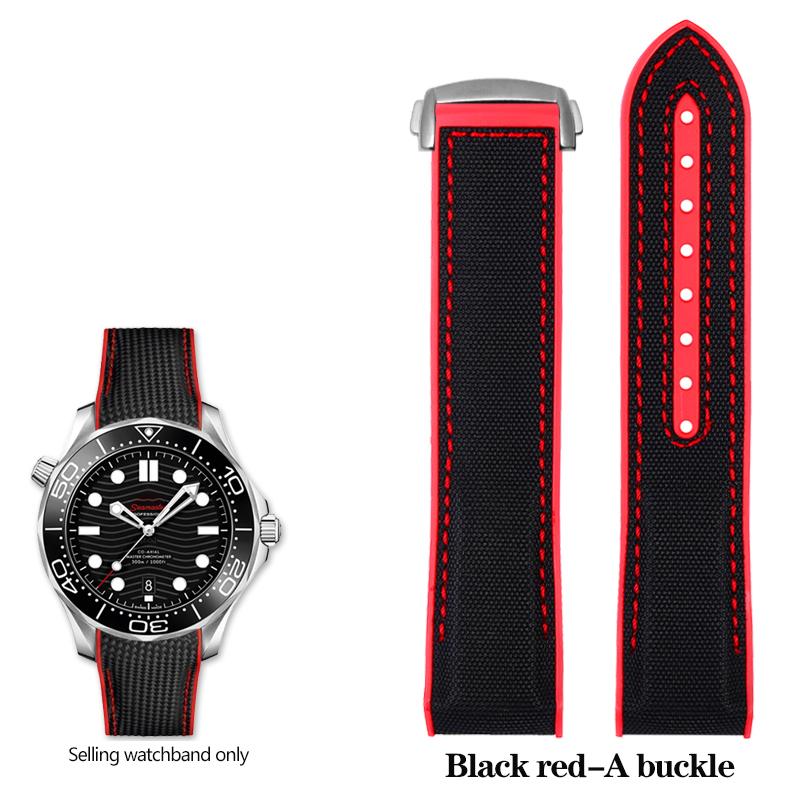 New 20mm 22mm Rubber Silicone Back Blue Watch Strap Nylon Watchband For Omega Seamaster 300 Speedmaster 8900 Planet Ocean Tools
