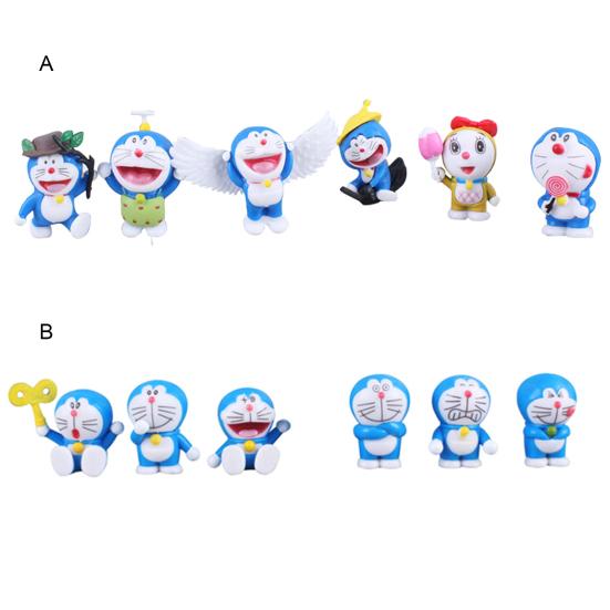 6Pcs/Set Action Figurine Six Styles Colorful Wing Design Anime Doraemon Model Toy for Home