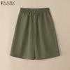 ZANZEA Women Casual Summer Elastic Waist Loose Short Pants