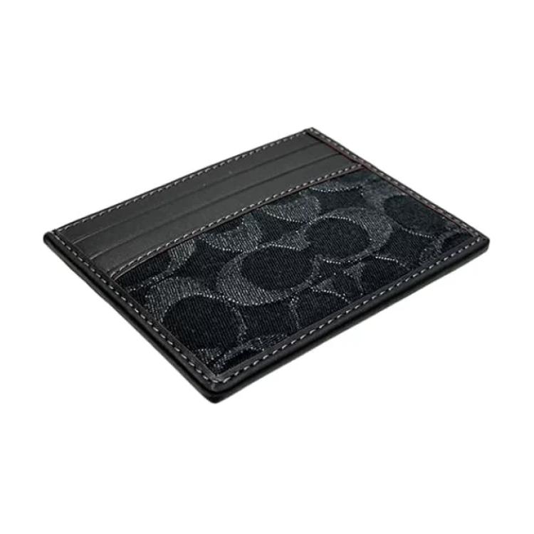 Coach Card Case With Three Credit Card Slots Iconic Denim Women Card Case Silver Black CP224-SVDTV
