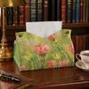 Foldable Napkin Storage Leather Tissue Box Cover with Oil Painting Pattern, Desktop Organizer, Holder Multi Purpose Case, Facial Paper Organizer