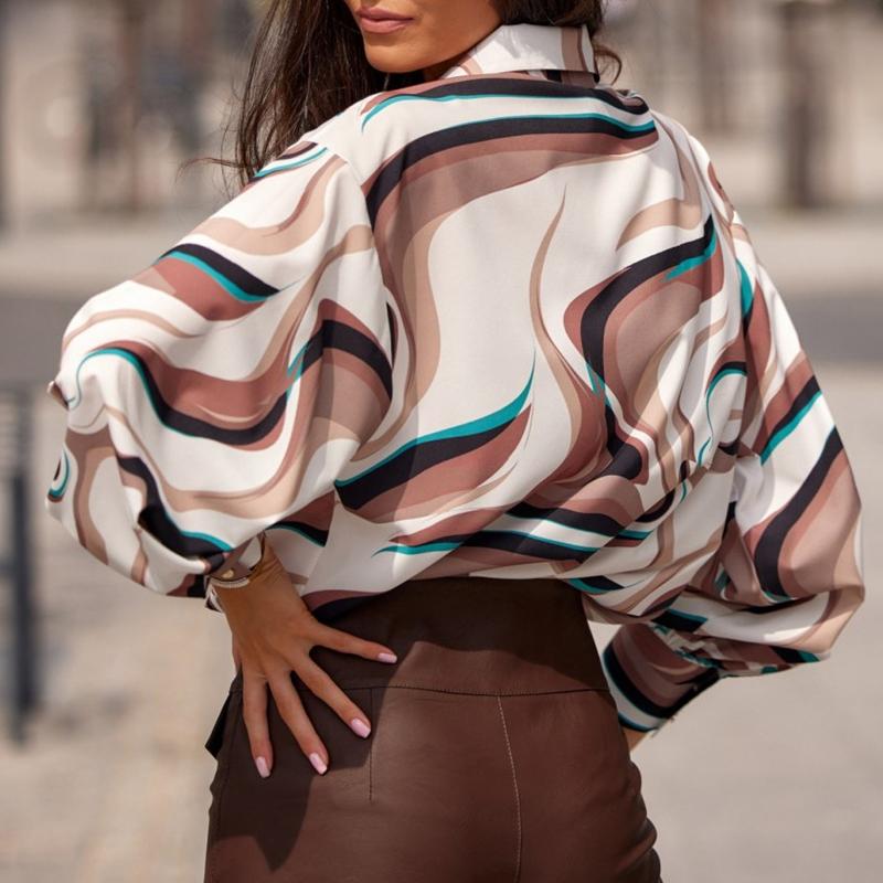 Women's Spring and Autumn Loose Shirt Printing Comfortable and Casual Cardigan Long Sleeve Shirt