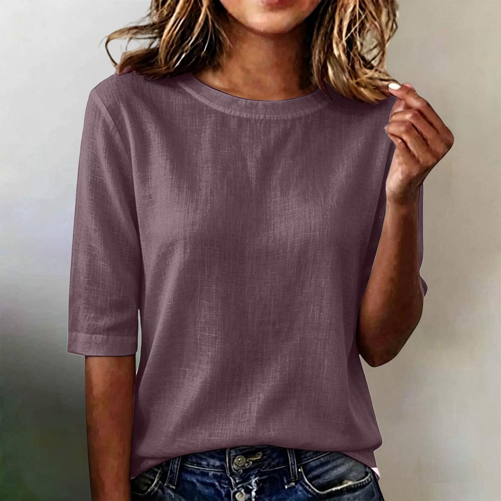 Women's Short Sleeve T-Shirt, Neck Loose Fit Casual Lightweight Blouse