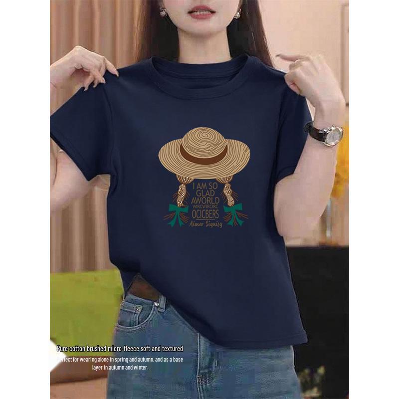 2026 Women's Korean Style Yellow Cotton Short Sleeve T-shirt - Versatile Spring/Summer Base Layer