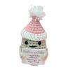 White Elephant Gifts Potato Mini Funny Knitted Wool Toy with Positive Card Cute Creative Life Doll Potato for Birthday Gift