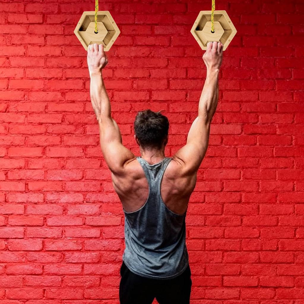 Finger Workout Hexagonal Wooden Forearm Strength Trainer Portable Hangboard For Climbing Fitness Home Exercise Workout Gym
