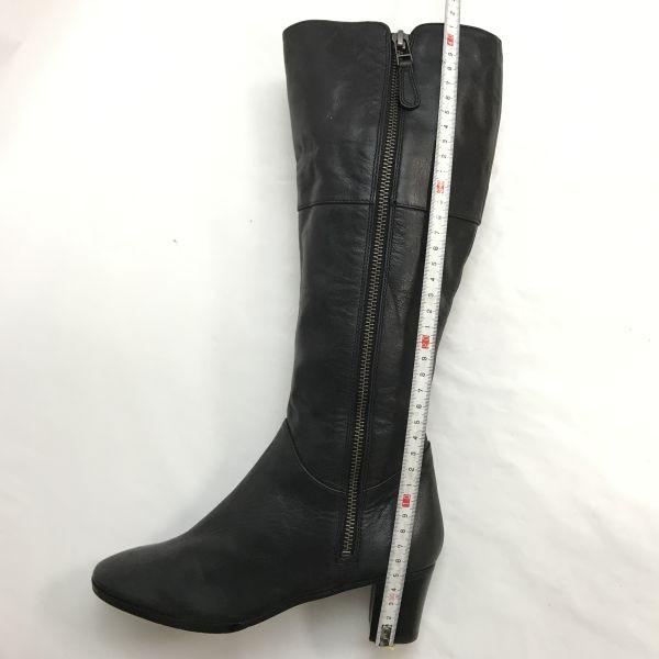 REGAL Leather Long Boots Size 22.5 Women’s Black Side Zip 5cm Heel Boots(USED)