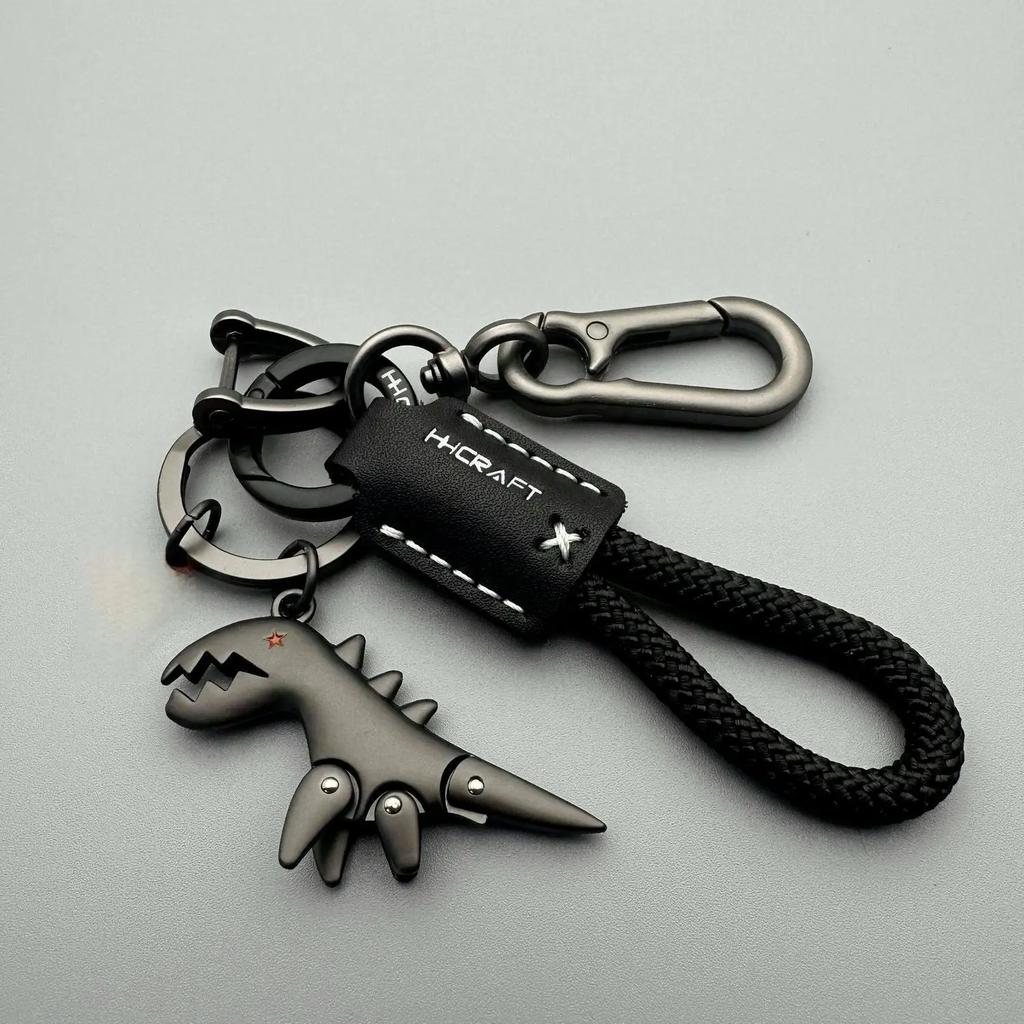 Cute Cartoon Dinosaur Keychain, Girl Car Key Chain, Leather Rope Keychain, Schoolbag Pendant Gift Car Decoration