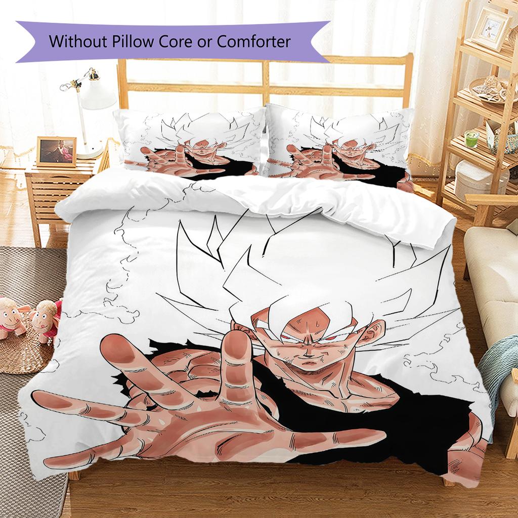 Son Goku Pattern Bedding,Quilt Set Quilt Cover Pillowcase Home Birthday Gift (1 * Duvet Cover + 2 * Pillowcase, Without Core)