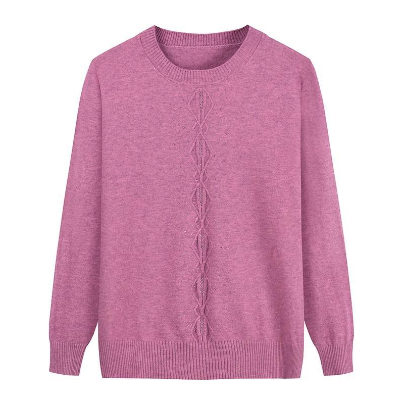 Women's Autumn/Winter Semi-High Neck Top: New Elastic Solid Color Sweater for Middle-Aged and Elderly