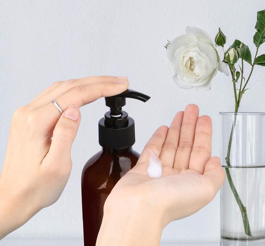 Pump Bottle Dispenser, 300/500ml Empty Plastic Shower Refillable Dispenser Soap Shampoo Pump Dispenser Containers