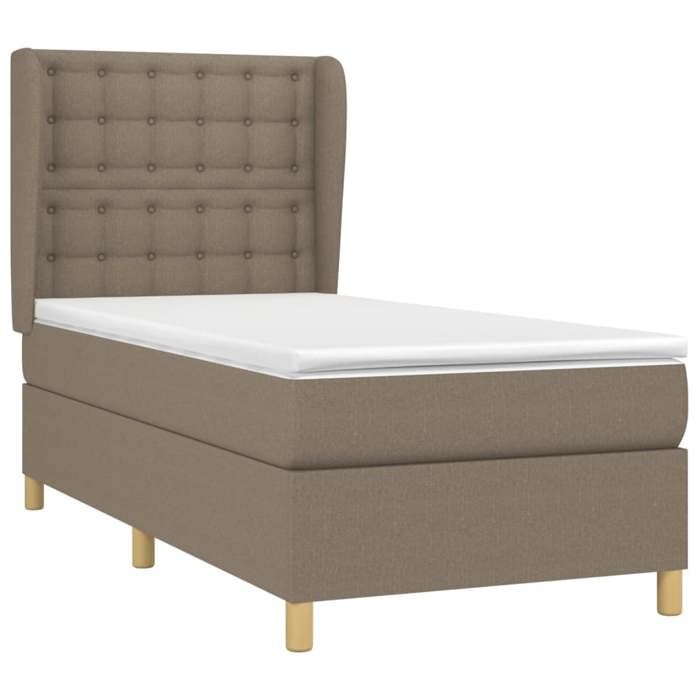 Sommier à lattes avec matelas - Taupe - 90x200 cm - Tête de lit incluse - Relaxation maximale
