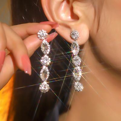 Boucles d'oreilles longues et luxueuses pour femme, 1 paire