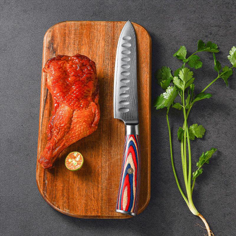 Kuchyňské nože z damaškové oceli Kuchyňské nože Kráječ ovoce Užitkový nůž Barva Dřevěná rukojeť Nástroje na vaření
