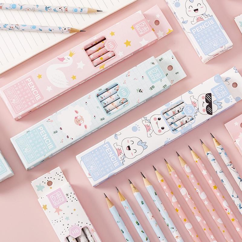 10pcs/set Cartoon Cute Animal Pencils HB Pencil Set Children's Drawing Pencils with Eraser