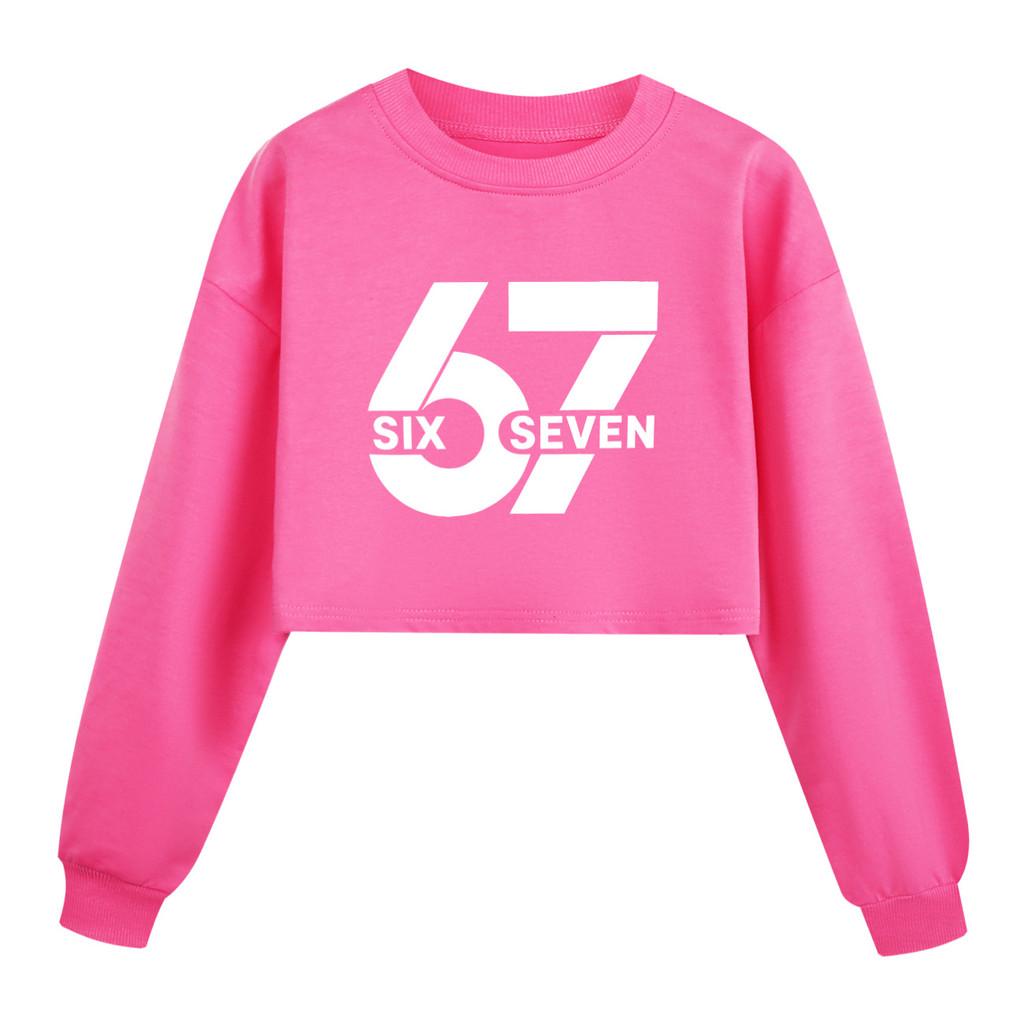 5398 Girls Steal a Brainrot 67 Printed Long Sleeves Short Style Sweatshirt 170cm розы красного
