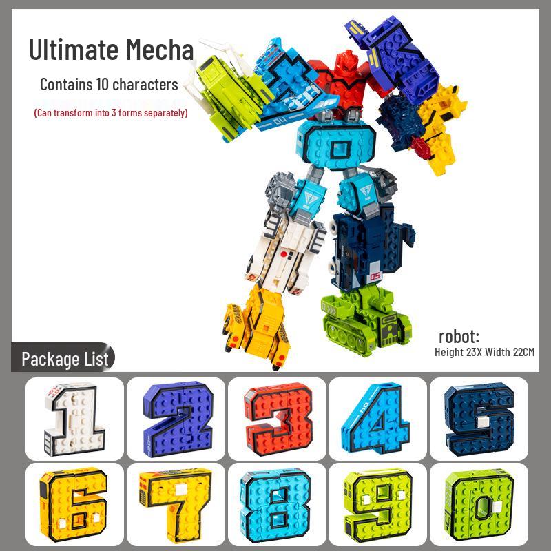 Number Transforming Robot Toy Set for Kids: 0-9 Educational Assembly for Elementary Students
