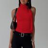 Women's Clothing, Summer Versatile Solid Color New Style Stand Collar Strap Sleeveless Vest Women's Top T-shirt