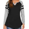 Women's Casual Fashion Striped Long-sleeved T-shirt V-neck Color-blocked Top