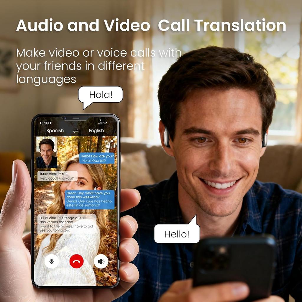 AI Translation Earbuds Touch Screen Translator for 144 Languages Headphones Translator for Travel Business Learning Translation Device Earphones