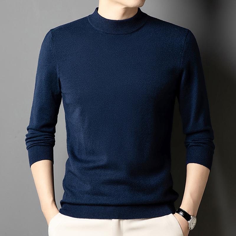 Spring and Autumn Men's Semi-turtleneck Sweater High-end Casual Versatile Business Men's Bottom Shirt