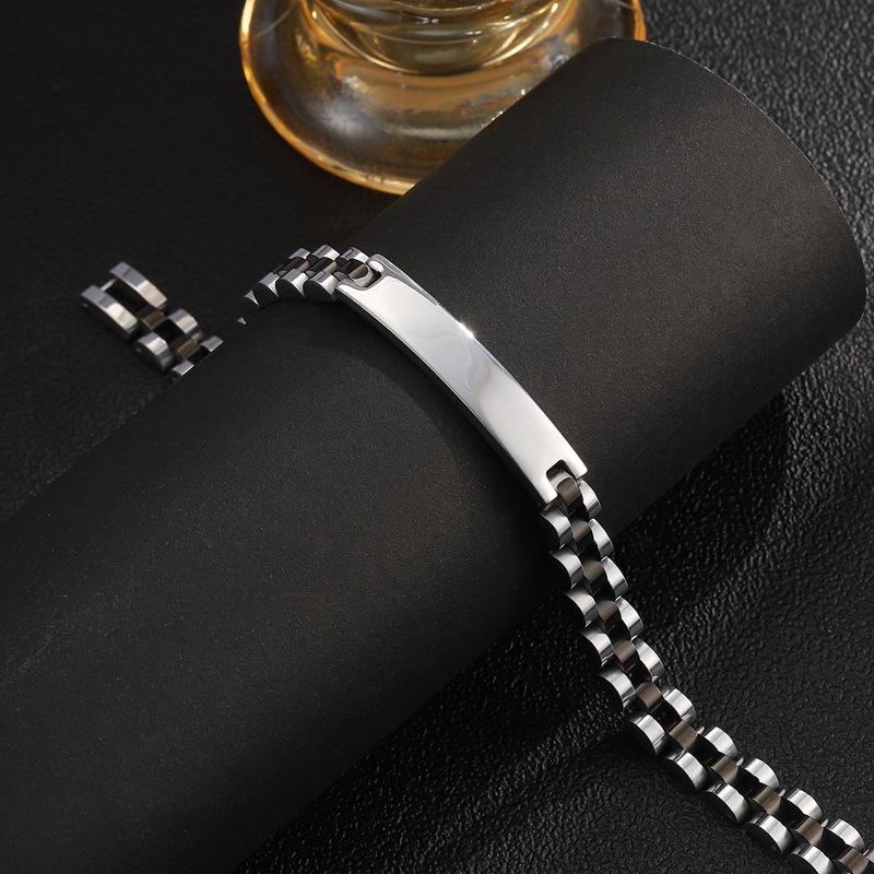 New light luxury titanium steel strap three beads curved brand can be engraved couple high-end strap jewelry