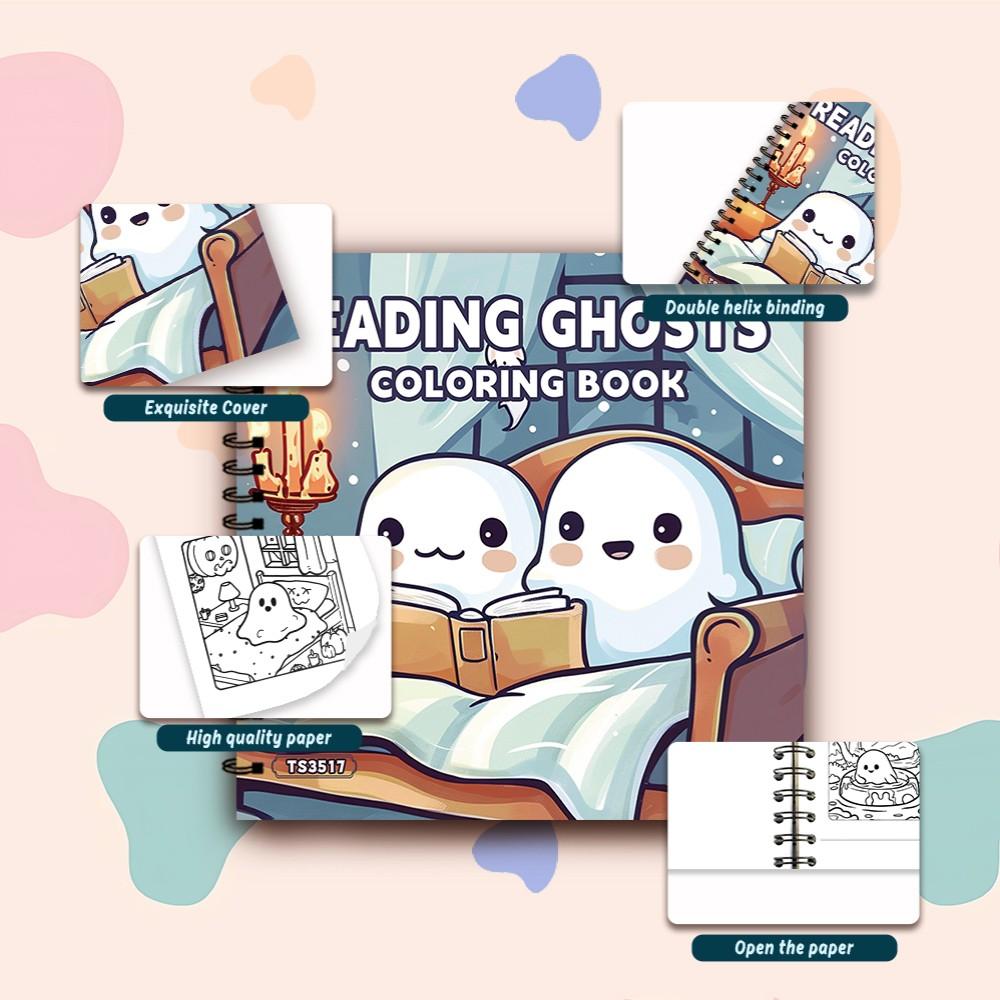 Cute Spooky Coloring Book - Teen Coloring Book 30 Sheets 100gsm 8.3x 8.3 Great for anxiety relief, Christmas, Halloween!