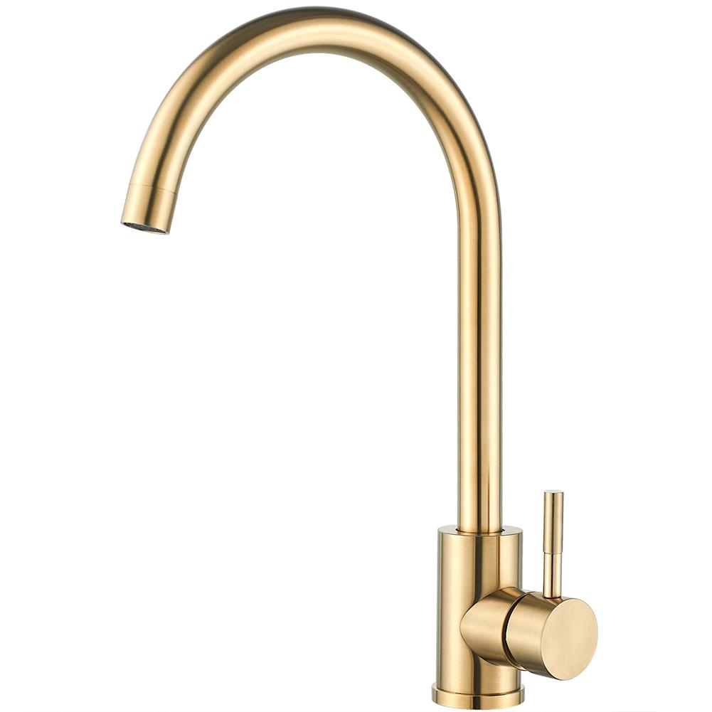 

Stylish Kitchen Sink Mixer Tap in 304 Stainless Steel Features Hot and Cold Water Adjustment and Swivel Design