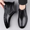 Fashion Genuine Leather Men Casual High Top Shoes Male Comfortable Motorcycle Boots Men Winter Plush Snow Boots Side Zipper Men Sneakers