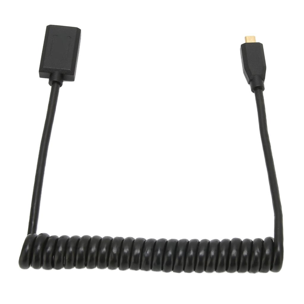 HD Multimedia Interface Cable Micro To Female 8K 60Hz 48Gbps Coiled Video Adapter Cord for Tablet TV Camera