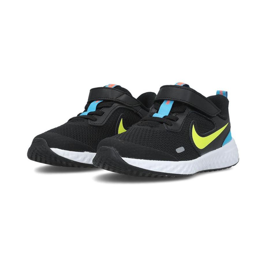 Nike Revolution 5 Lemon Venom (PS) Kids Sneakers Black Laser-Blue Hyper-Crimson BQ5672-076