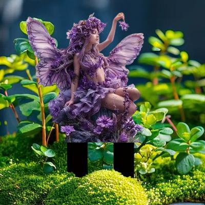 Serie de Fantasía Estaca de Jardín Resistente a la Intemperie Decorativa Estaca de Hada Decoración Acrílica Plana 2D con Estaca para Decoración de Patio al Aire Libre