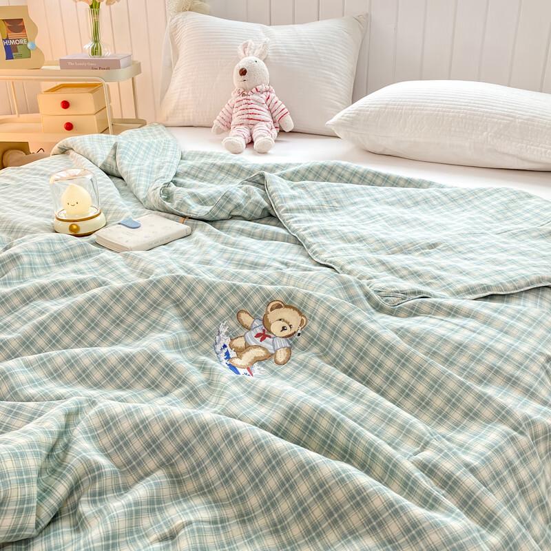 TEDDY ISLAND Double-Layer Embroidered Tussah Silk Quilt