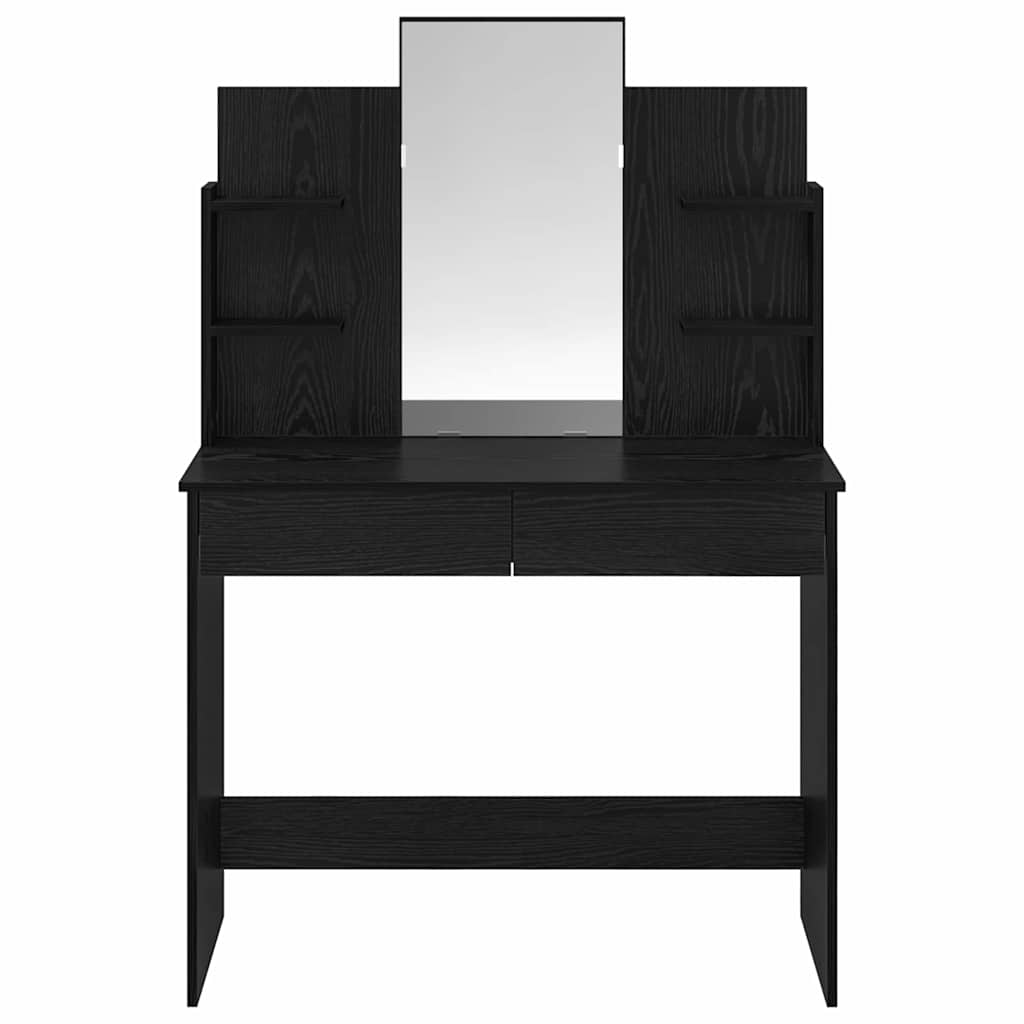 Makeup Table with Mirror Black Oak Look 96 x 39 x 142 cm