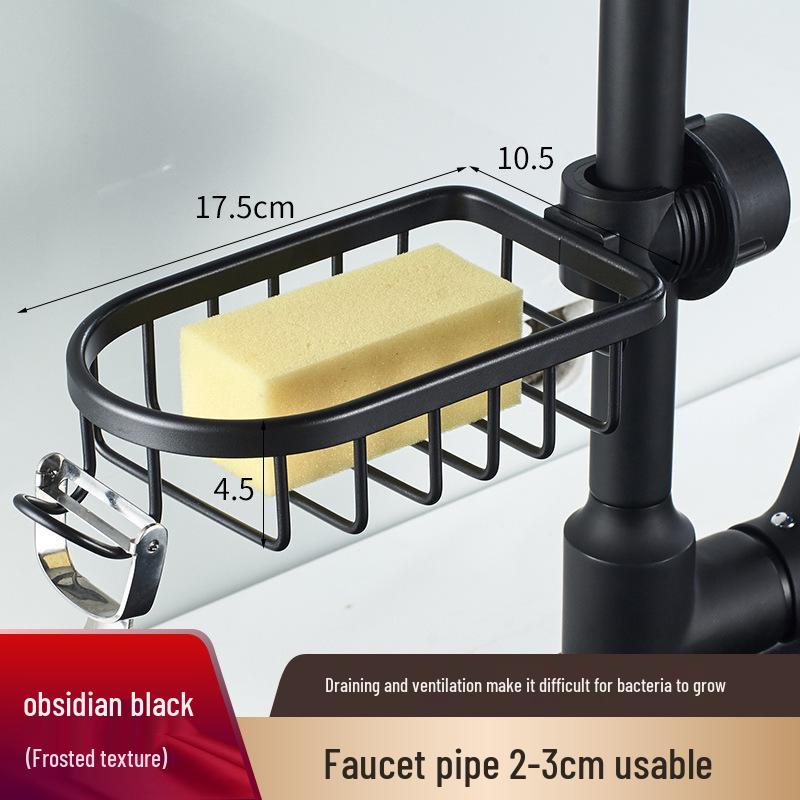 Space Aluminum Sink Organizer: Kitchen Faucet Rack & Sponge Drain Basket