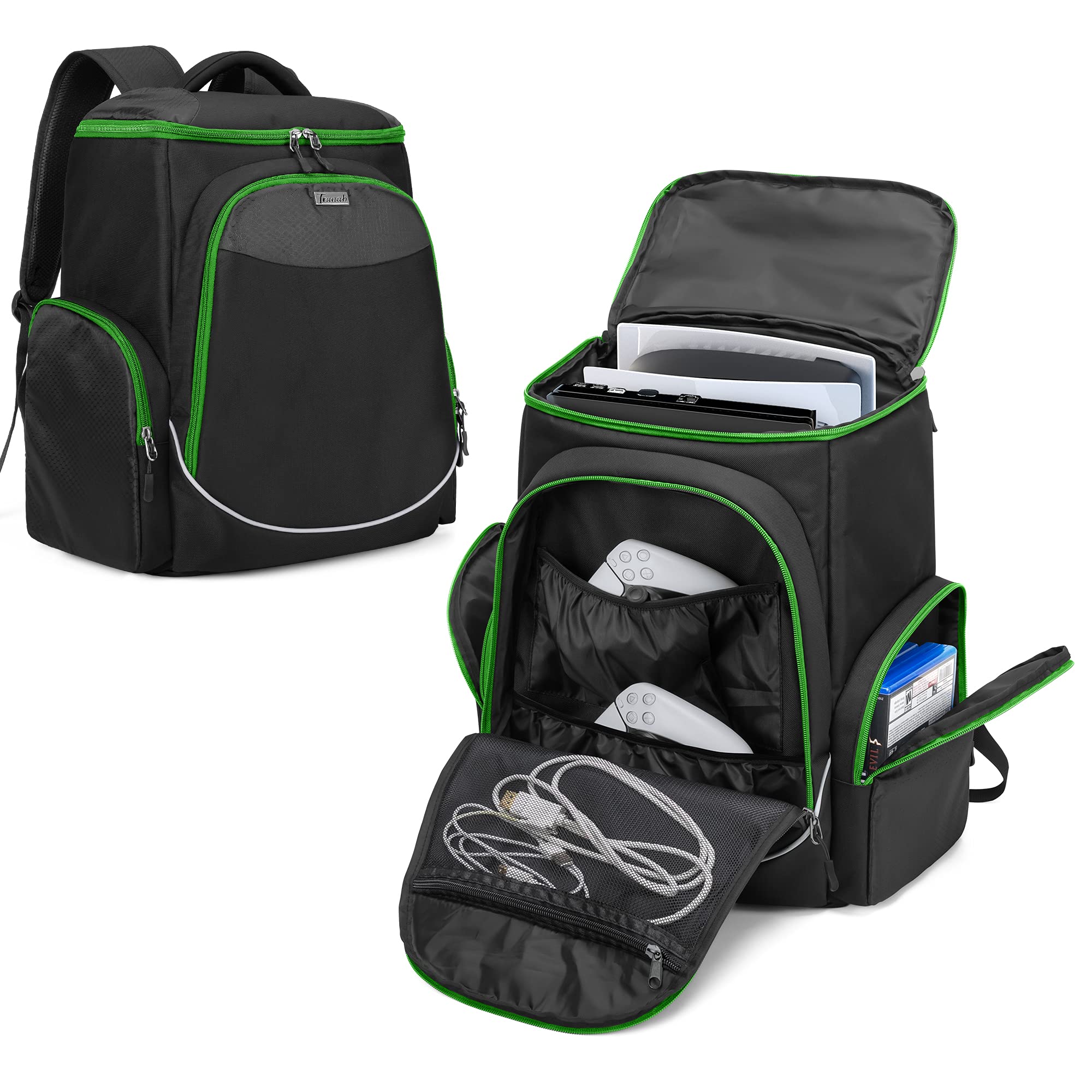 

Сумка для хранения Trunab PS5 Защитный чехол Рюкзак для One One S PS5 Сумка для переноски Портативная PS5/PS4/PS4 Pro/PS4 Slim/Xbox One/Xbox X/Xbox (зеленый) зелёный