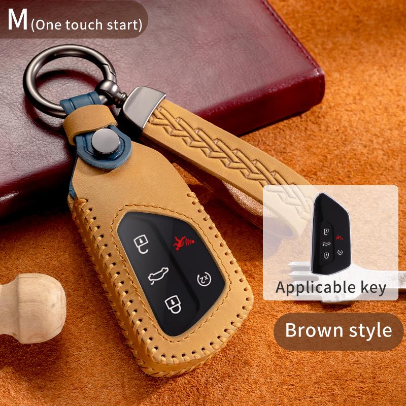 Autoschlüsselanhänger Hülle Leder Schlüsselabdeckung Smart Remote Protector für Volkswagen VW ID.4 ID.3 MK8 Golf GTI Seat Leon MK4