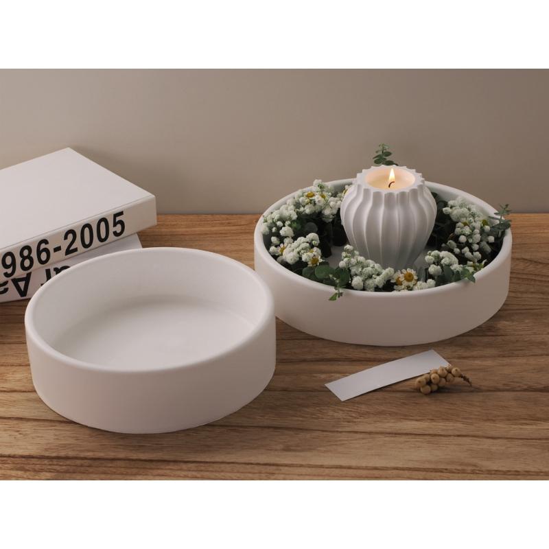Round Storage Bowl Silicone Molds Candle Tray Molds Plaster Molds Epoxy Resin Molds Castings Molds Flower Pots Molds