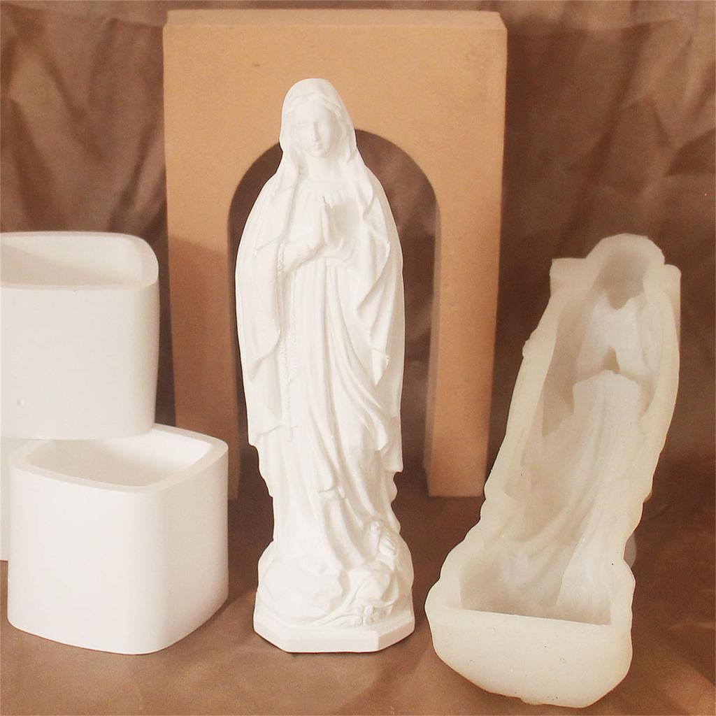 3D Virgin Mary Figurine Silicone Candle Molds for Epoxy Resin Candle Soap Making Home Decoration Temperature Resistant